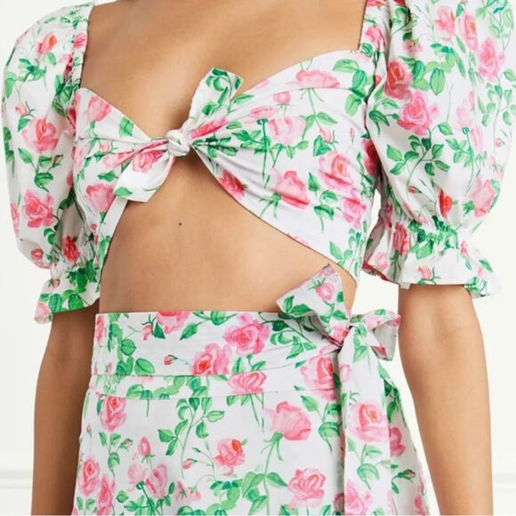 Hill House Isabella Crop Top in Pink Roses Medium NWT - Picture 1 of 9